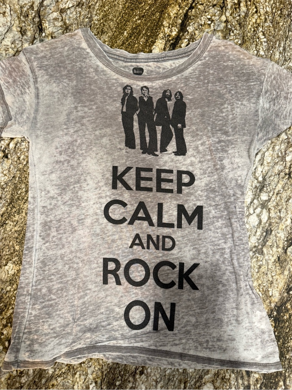 Beatles Keep Calm and Rock On Grey Women’s Graphic Tee